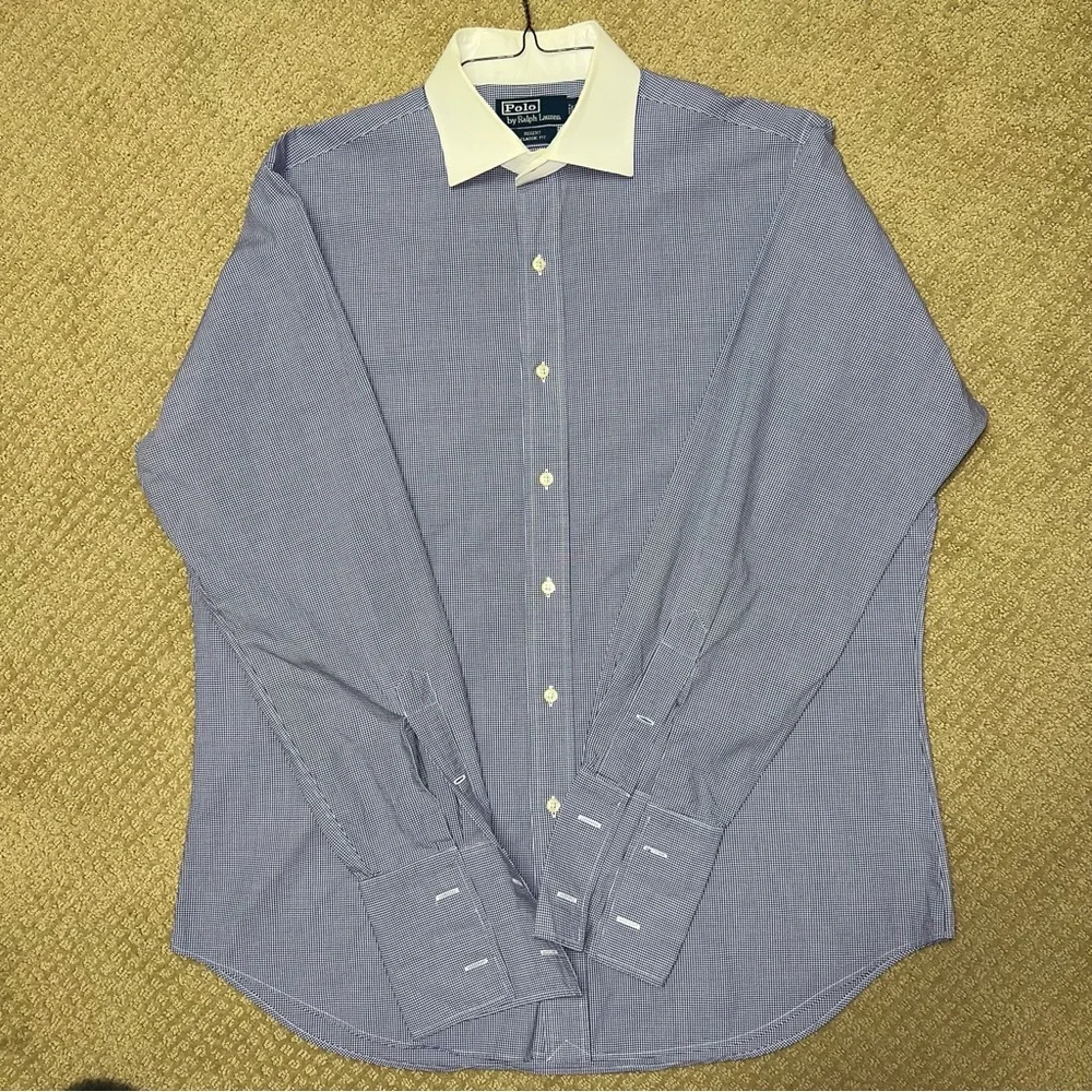 Polo Blue/White Small Checkered Button Down - Regent Classic Fit - Picture 4 of 11